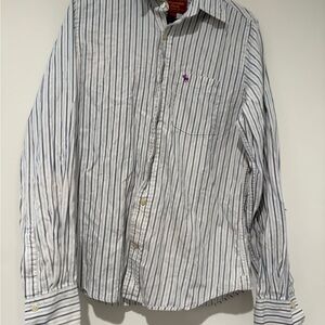 VTG Abercrombie And Fitch Mens Blue Striped Long Sleeve Button Up Shirt L